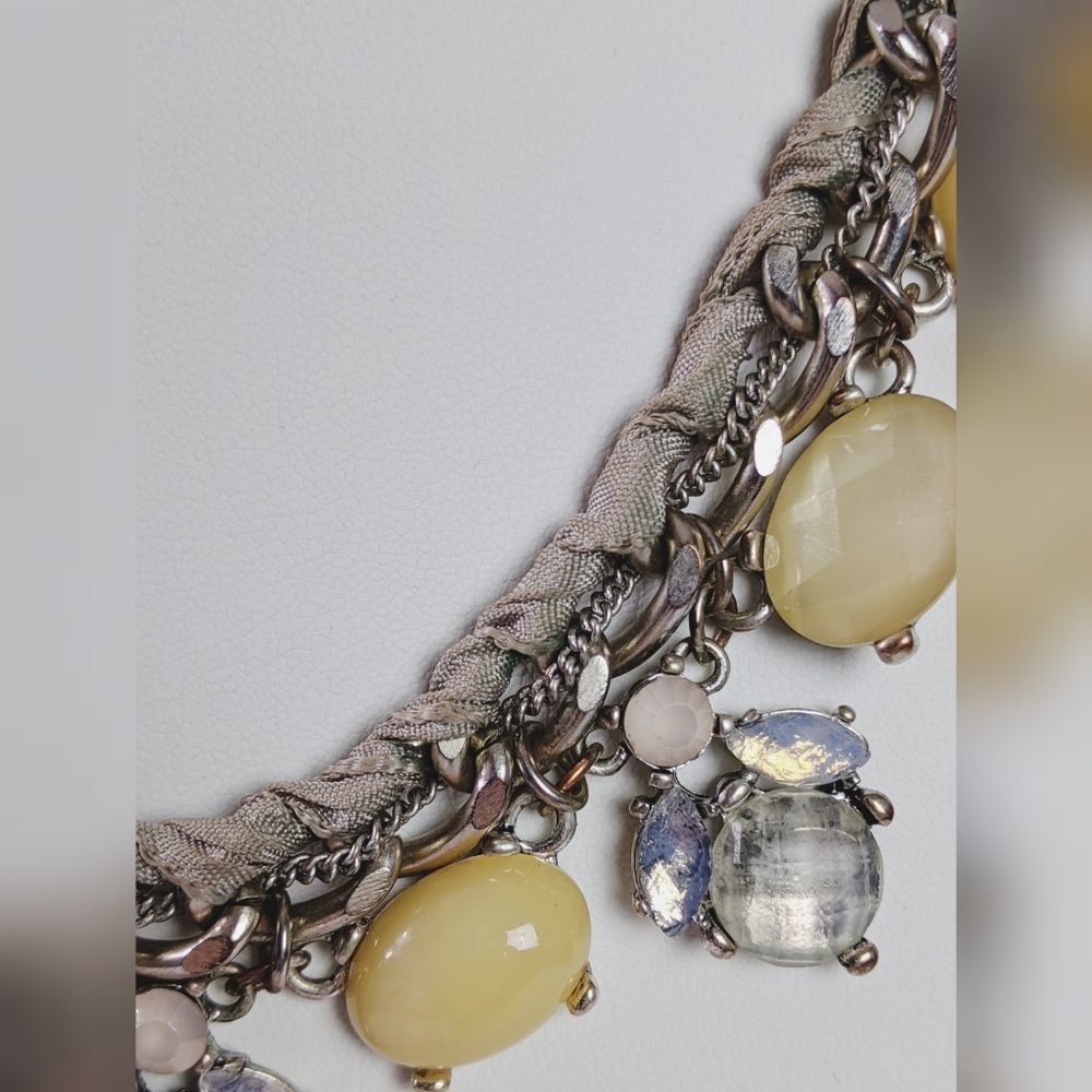 Loft Yellow Fabric Wrapped Statement Necklace Gold